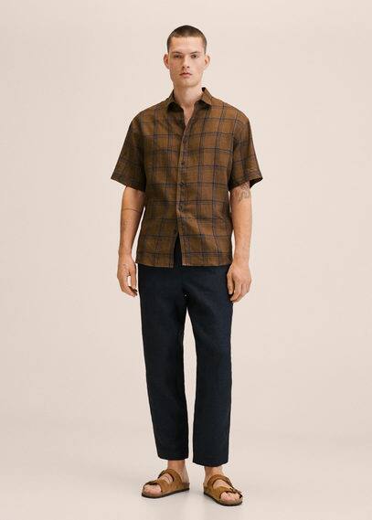 Camicia relaxed lino quadri