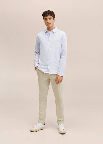 Camicia cotone lino righe