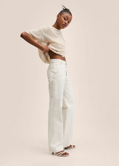 Pullover ricamato dettagli traforati