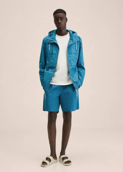 Giacca tessuto morbido cappuccio