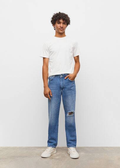 Jeans regular strappi decorativi