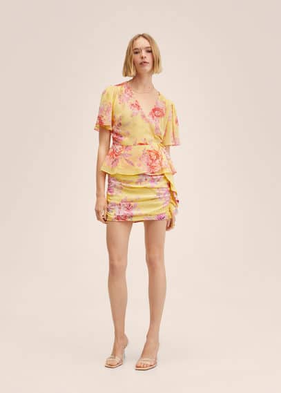 Minigonna stampa volant