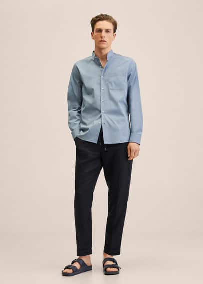 Camicia slim fit collo alla coreana