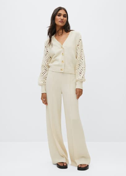 Cardigan maglia dettagli traforati