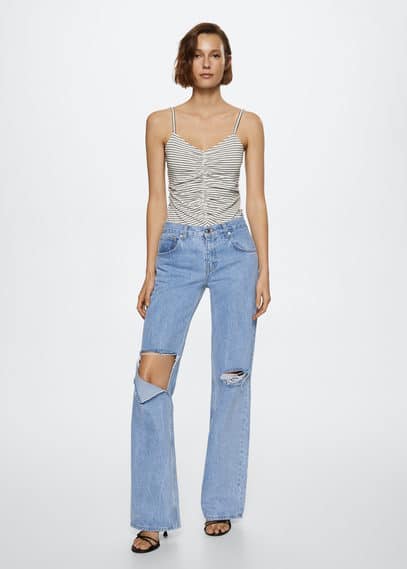 Top increspato righe