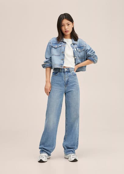 Giubbotto crop denim