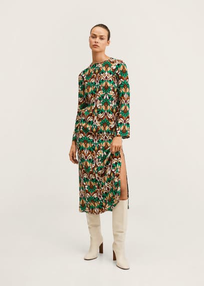 Vestito stampato spacco