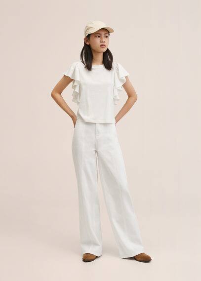 Maglietta cotone volant