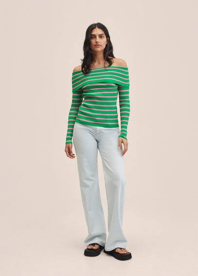 Pullover maglia collo a barca