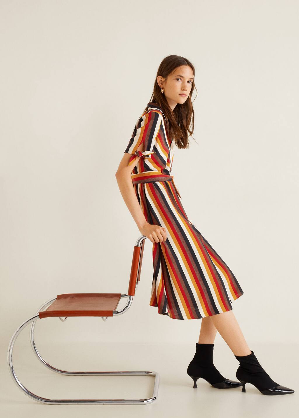 mango bow shirt dress