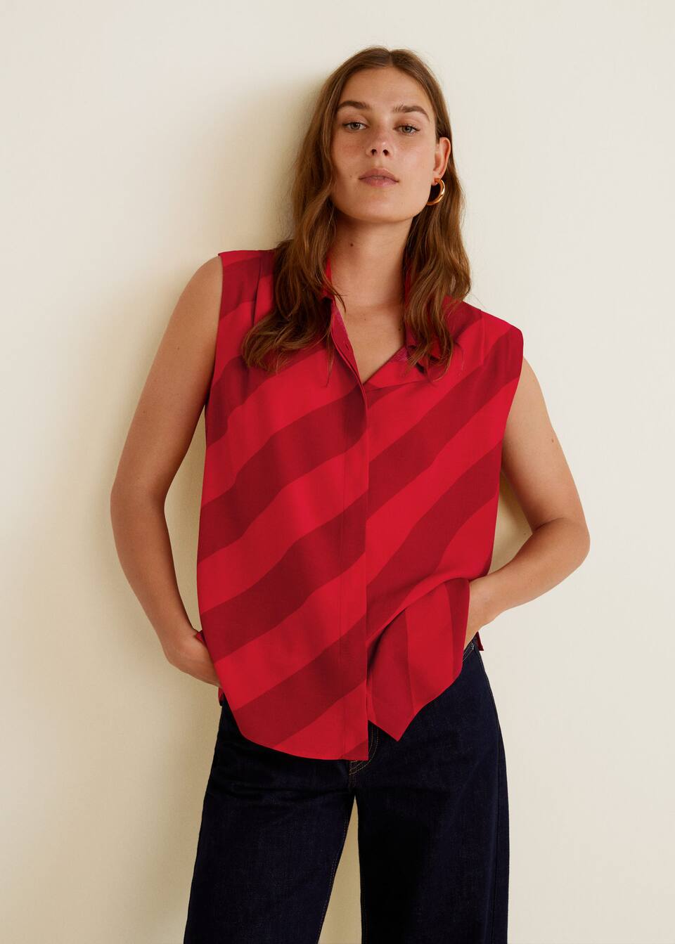 플로위 스트라이프 블라우스