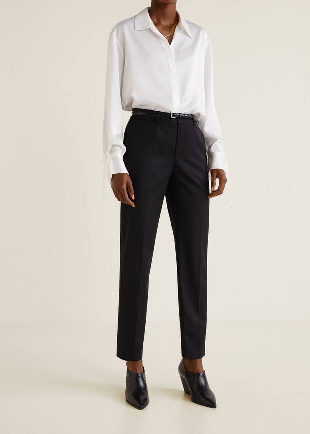 벨트 스트레이트핏 트라우저