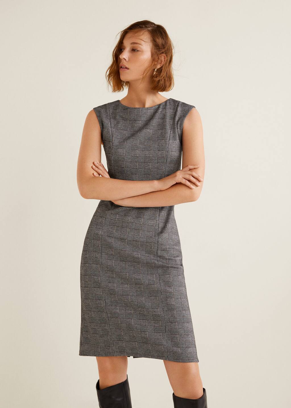 mango check pattern midi dress