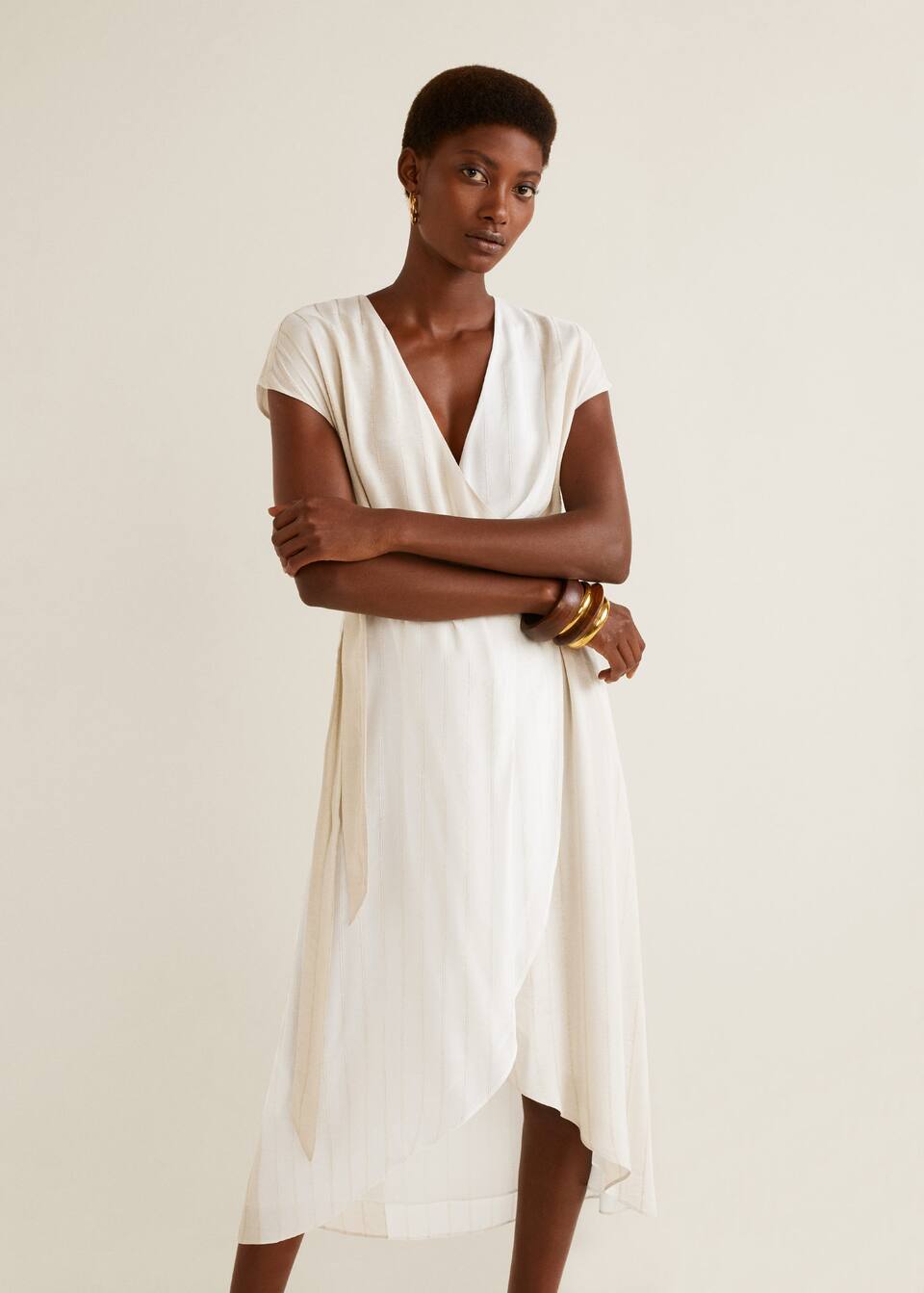 투톤 랩 드레스