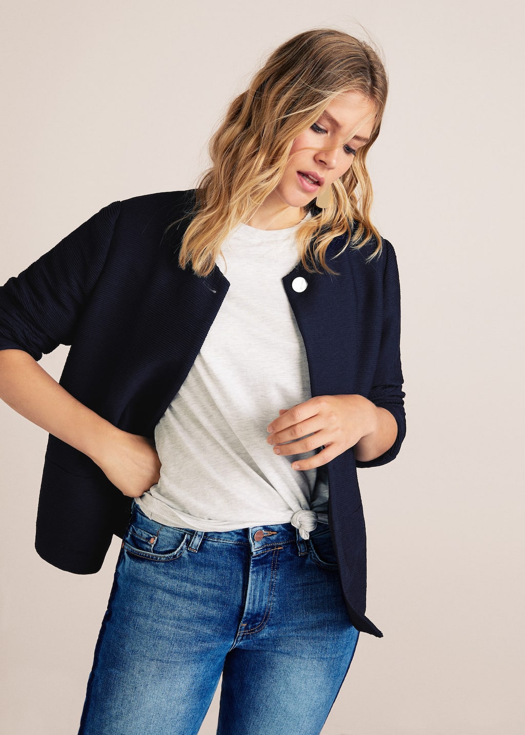 Texturerad jacka med knapp Jackor Stora storlekar | Mode Texturerad jacka med knapp Jackor Stora storlekar | Mode