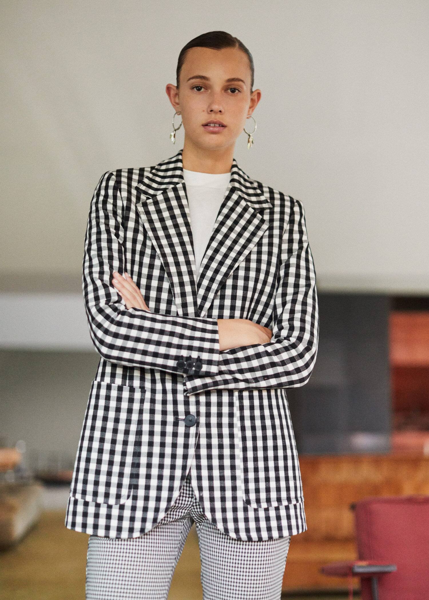 Gingham Blazer Women Mango Usa