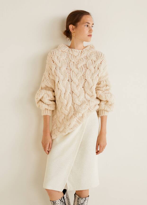 면 혼방 랩 스커트