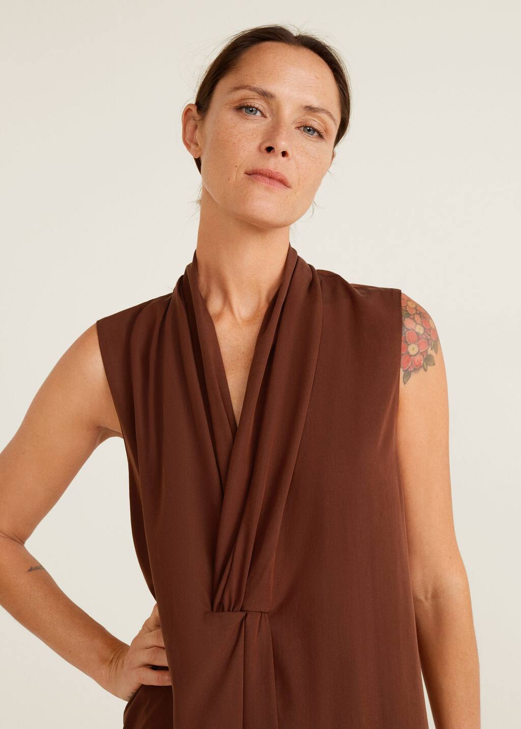 Mango draped neckline dress Clearance