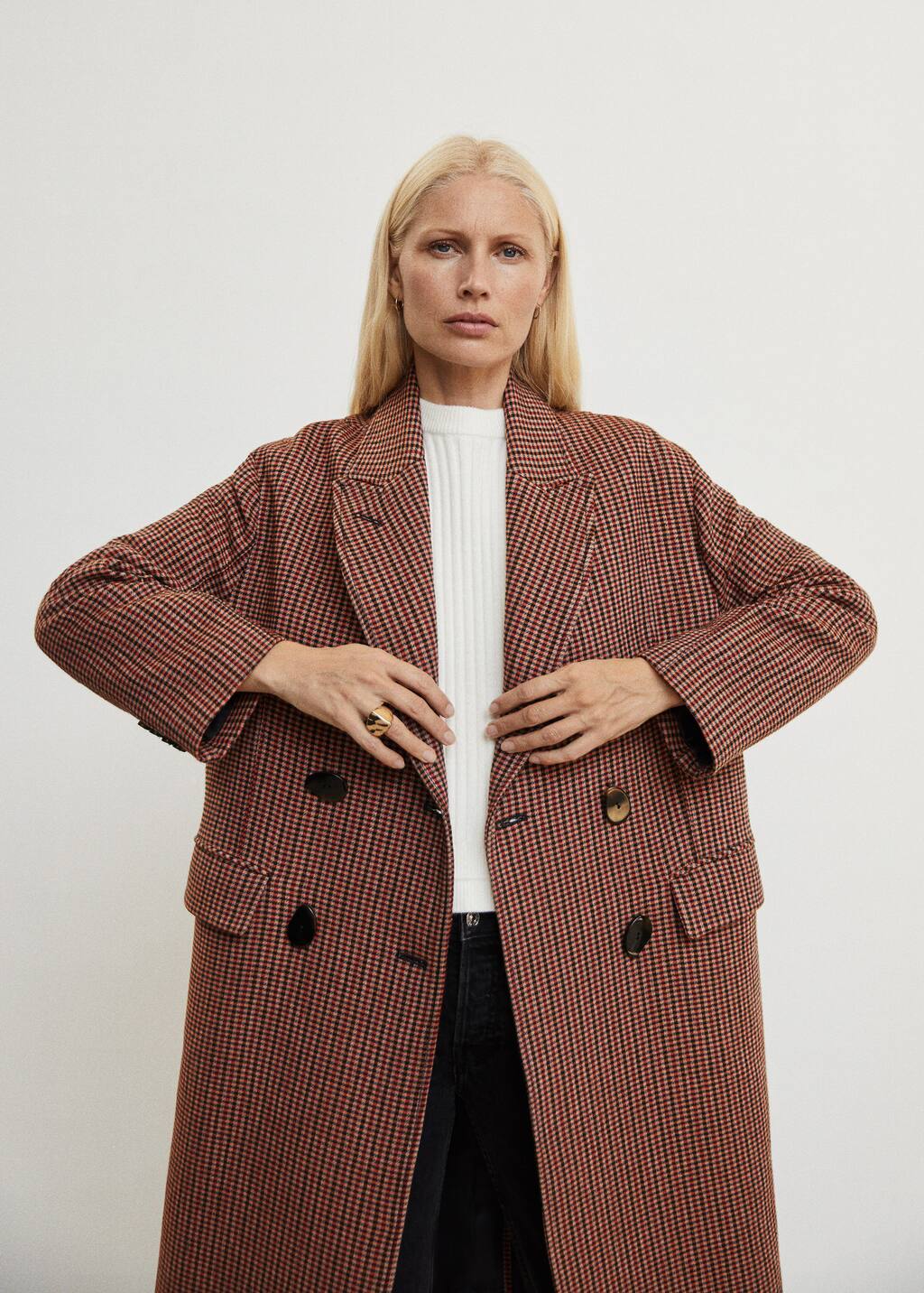 mango check coat