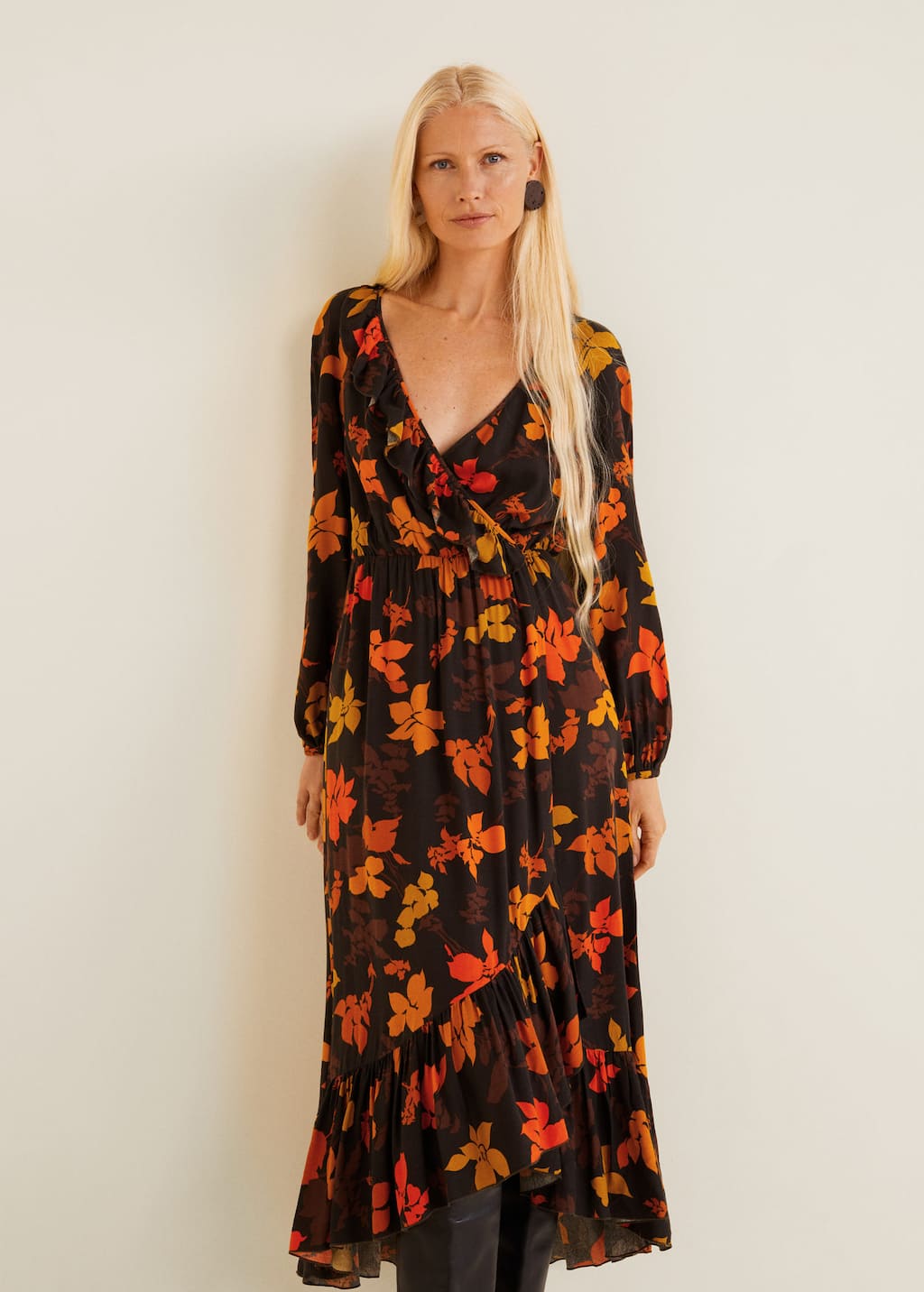 Vestido largo flores - Mujer | Mango España