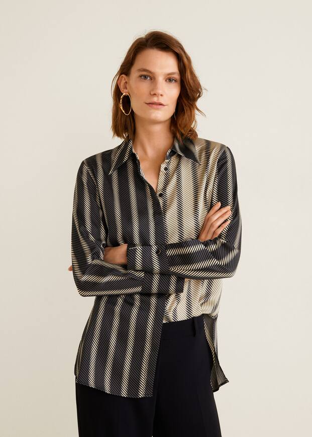 새틴 스트라이프 셔츠