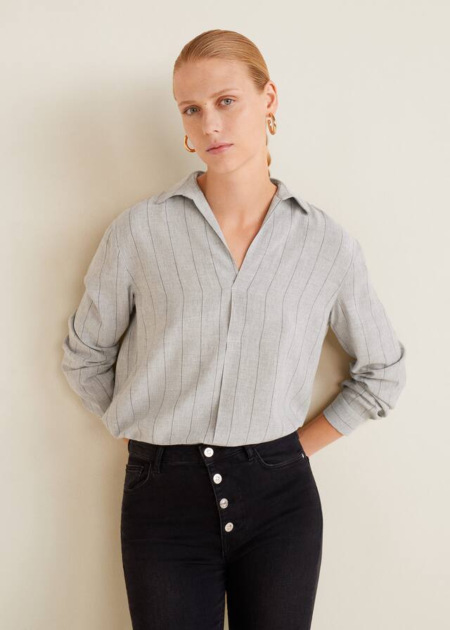 플로위 스트라이프 블라우스