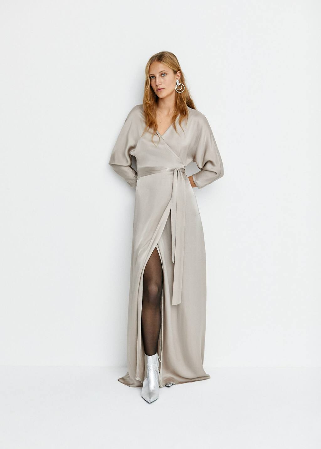 mango satin wrap dress