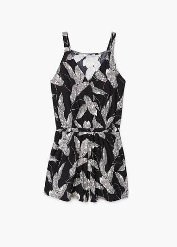 랩스타일 넥라인 새틴 점프수트