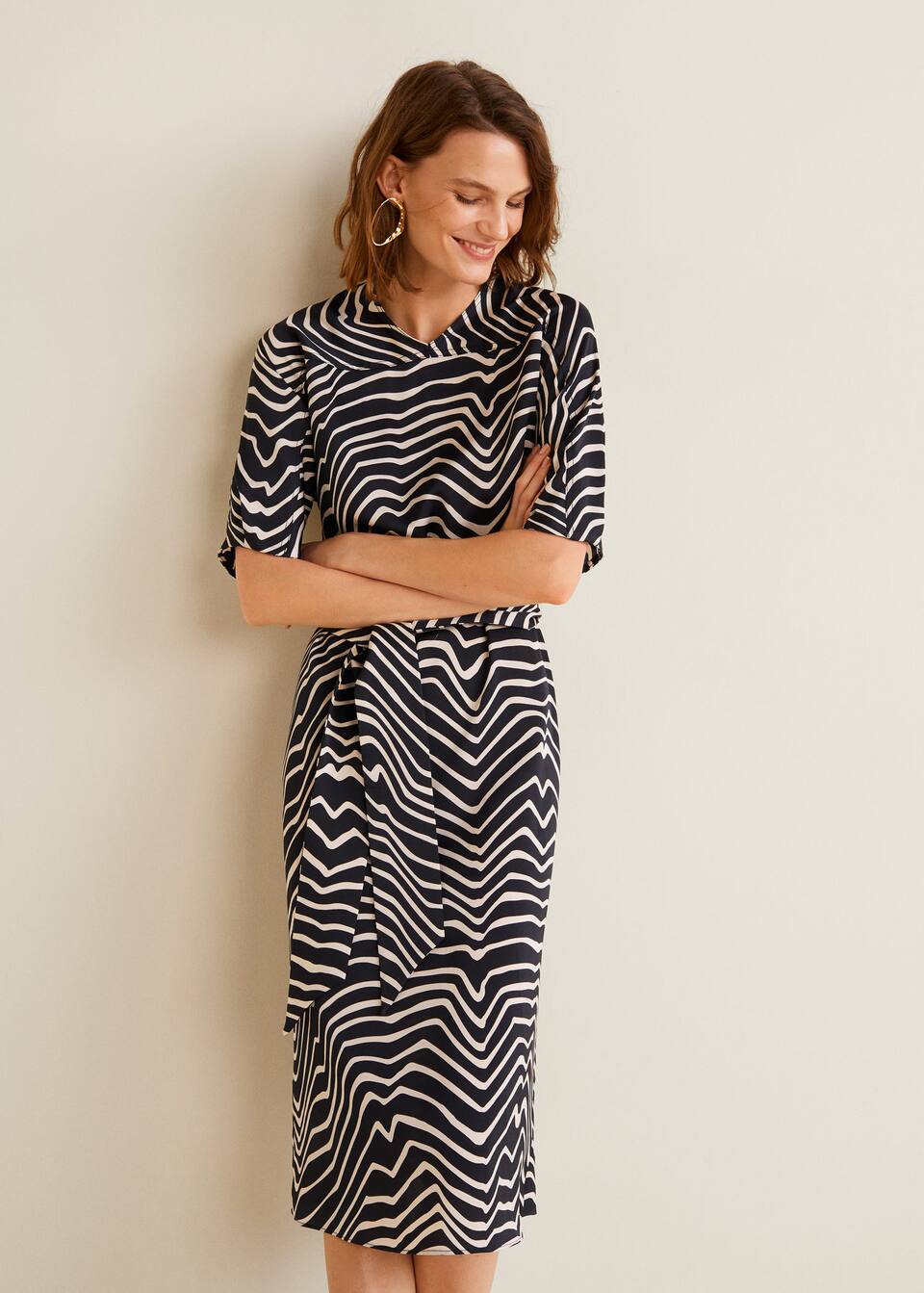 프린티드 보우 드레스