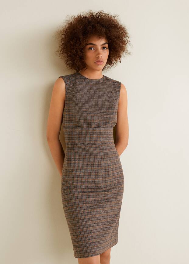 체크 시프트 드레스