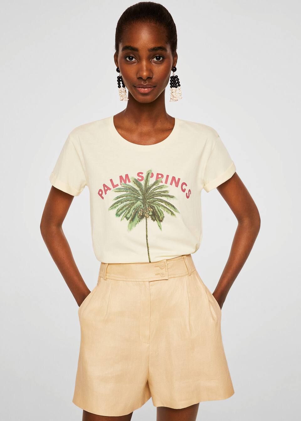 오가닉 프린티드 코튼 티셔츠