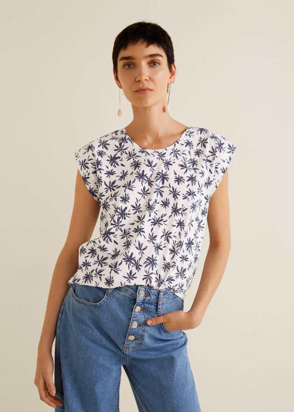 프린티드 면 티셔츠