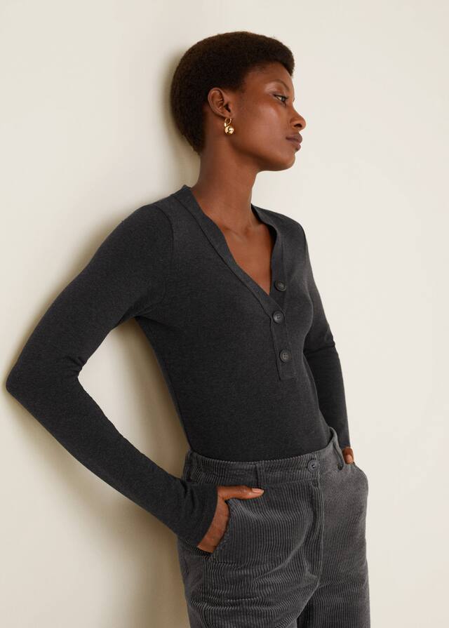 버튼드 면 티셔츠