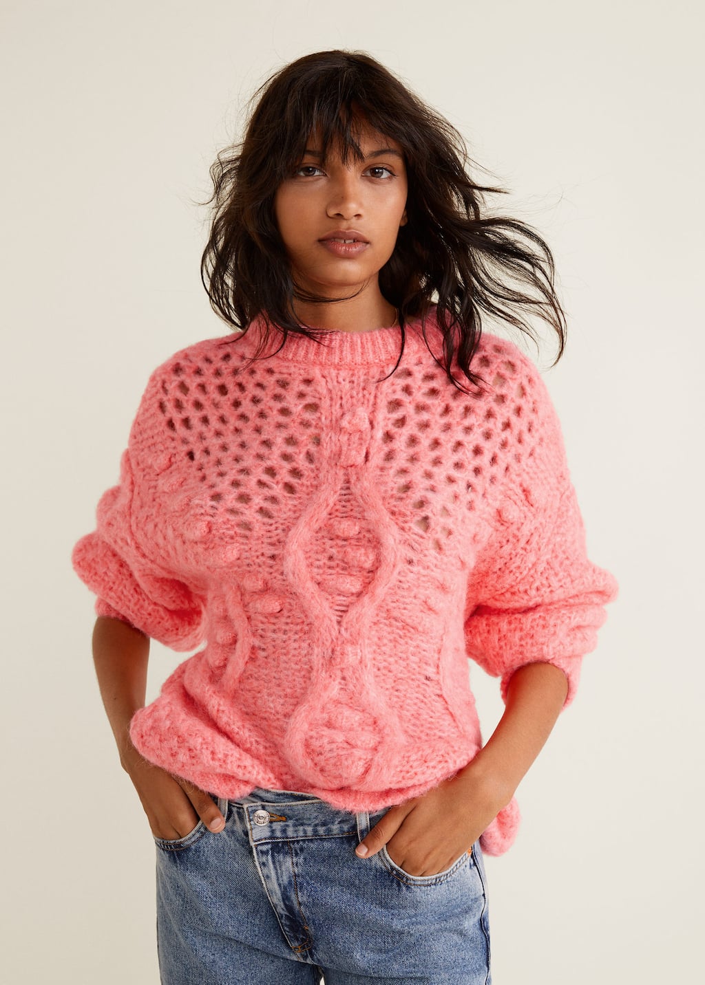mango open knit cardigan