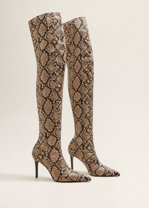 Snake effect high-leg boots