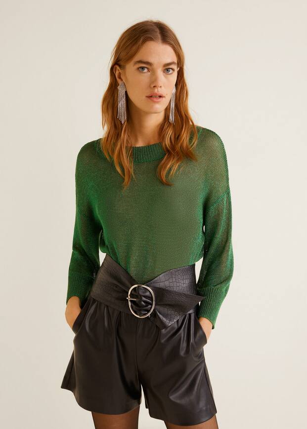 파인 니트 메탈릭 스웨터