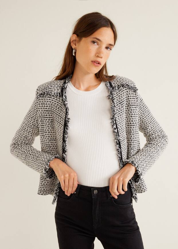 트림 트위드 재킷