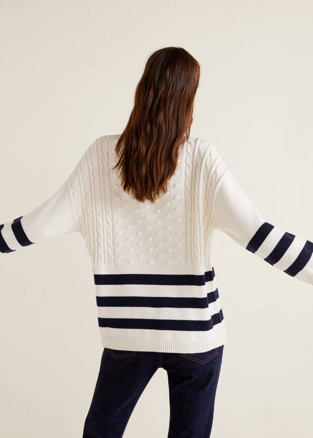 스트라이프 면 혼방 스웨터