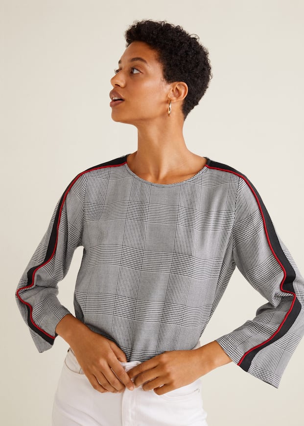 콘트라스트 트림 블라우스