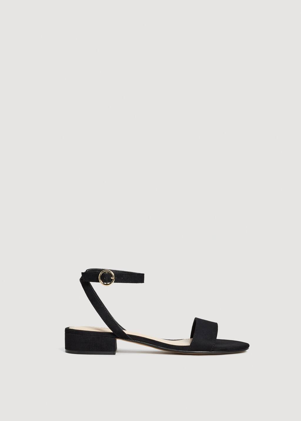 Zwarte leren sandalen met hak - Dames | MANFIELD
