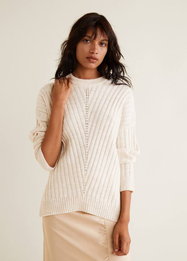 리브드 니트 스웨터