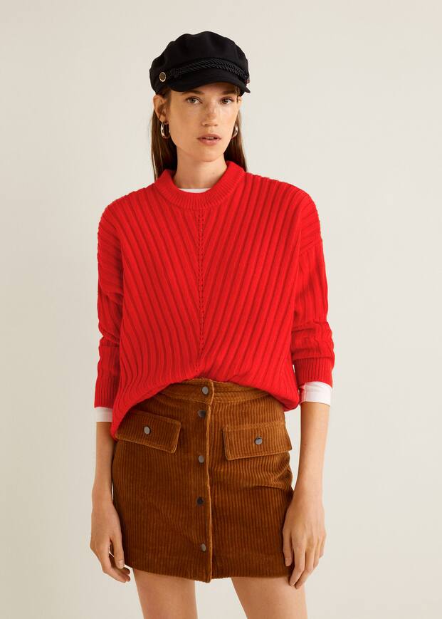 리브드 니트 스웨터