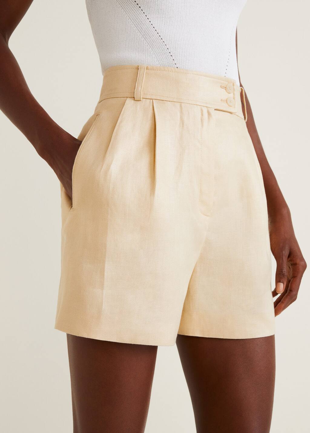 high waisted shorts linen