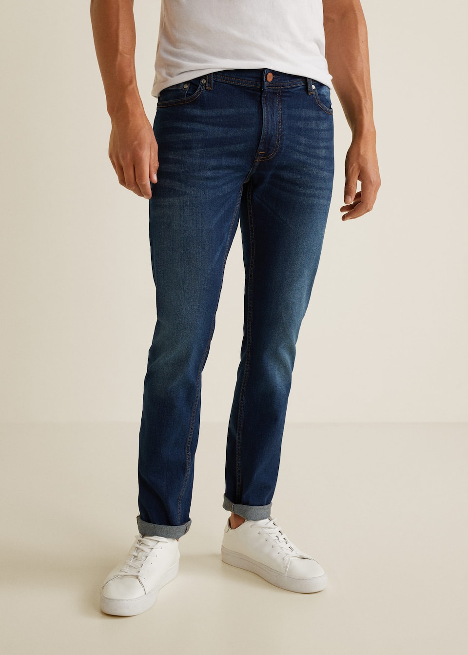 Slim Fit Faded Dark Wash Jan Jeans Woman Mango Macedonia