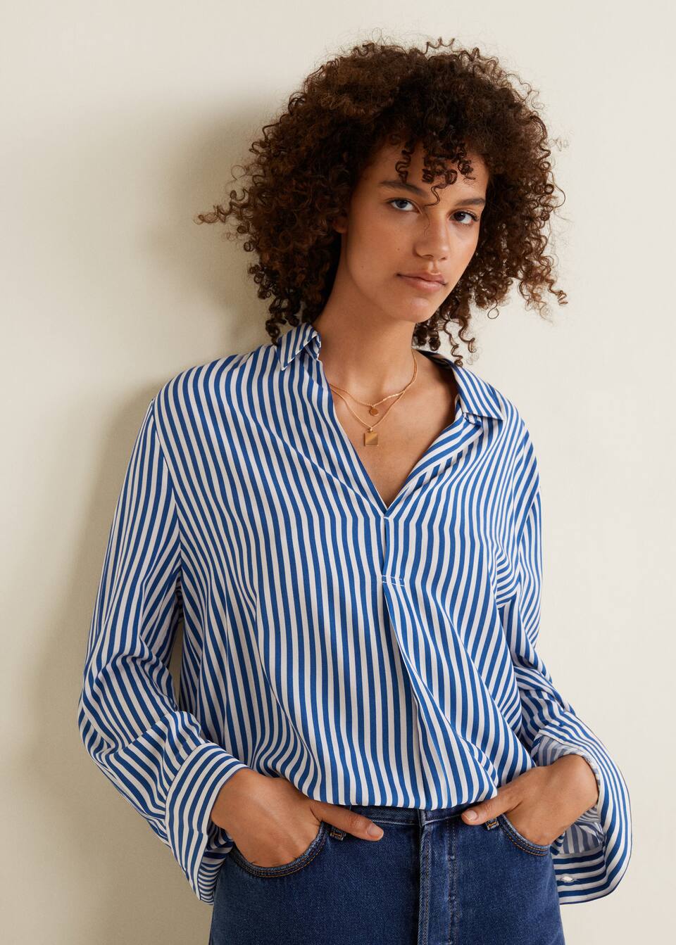 프린티드 플로위 셔츠