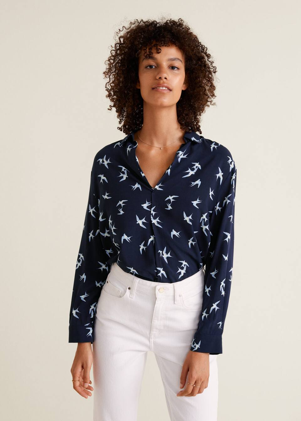 프린티드 플로위 셔츠