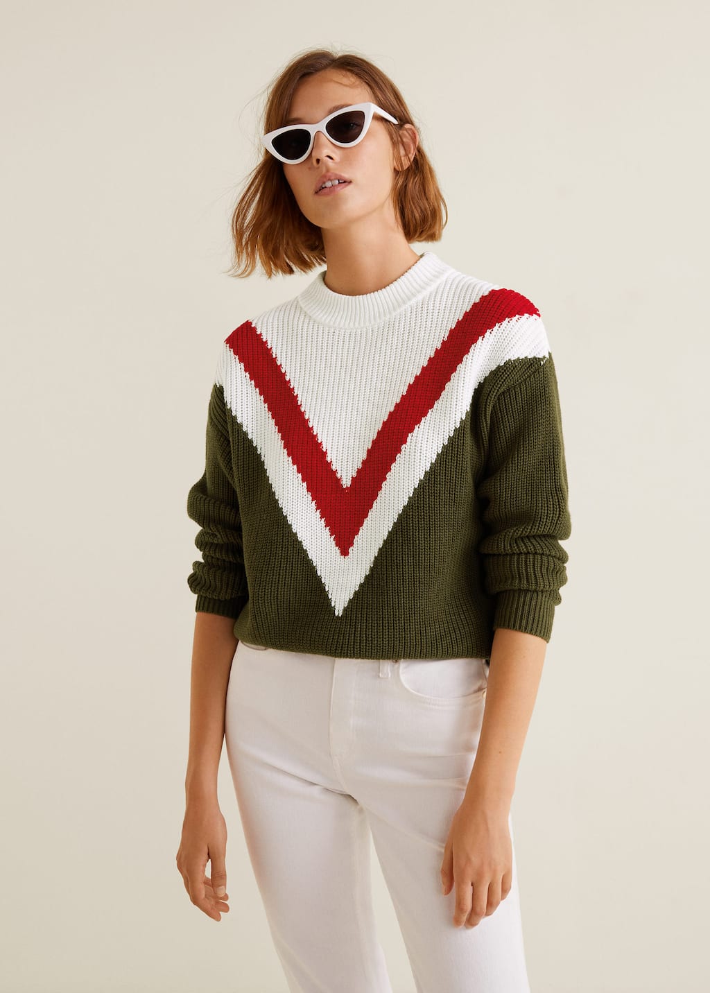 Tricolor cotton sweater Women | Mango USA Tricolor cotton sweater Women | Mango USA
