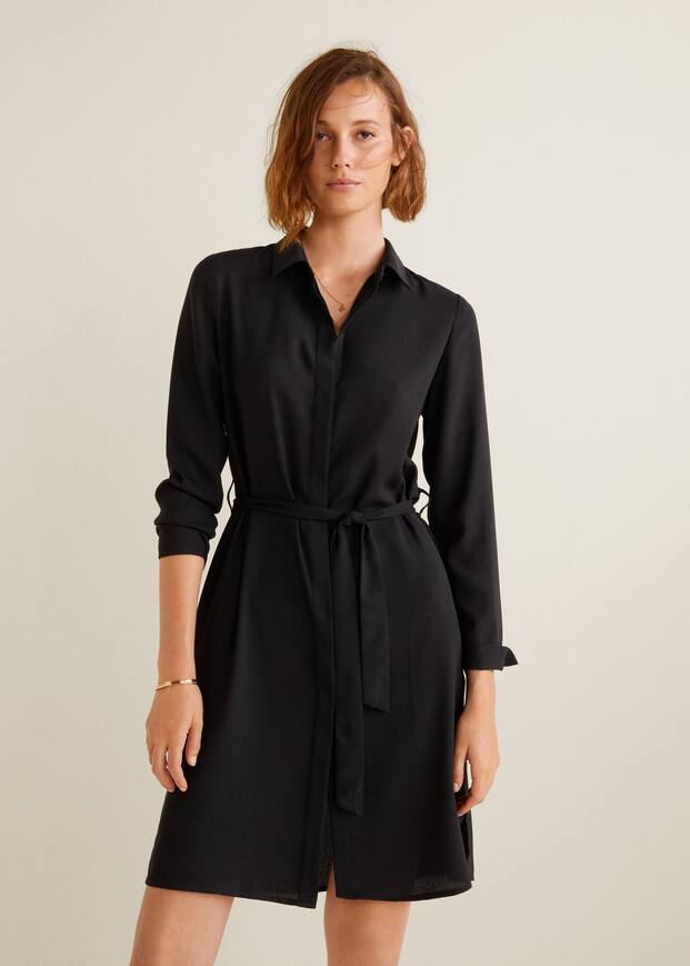 보우 셔츠 드레스