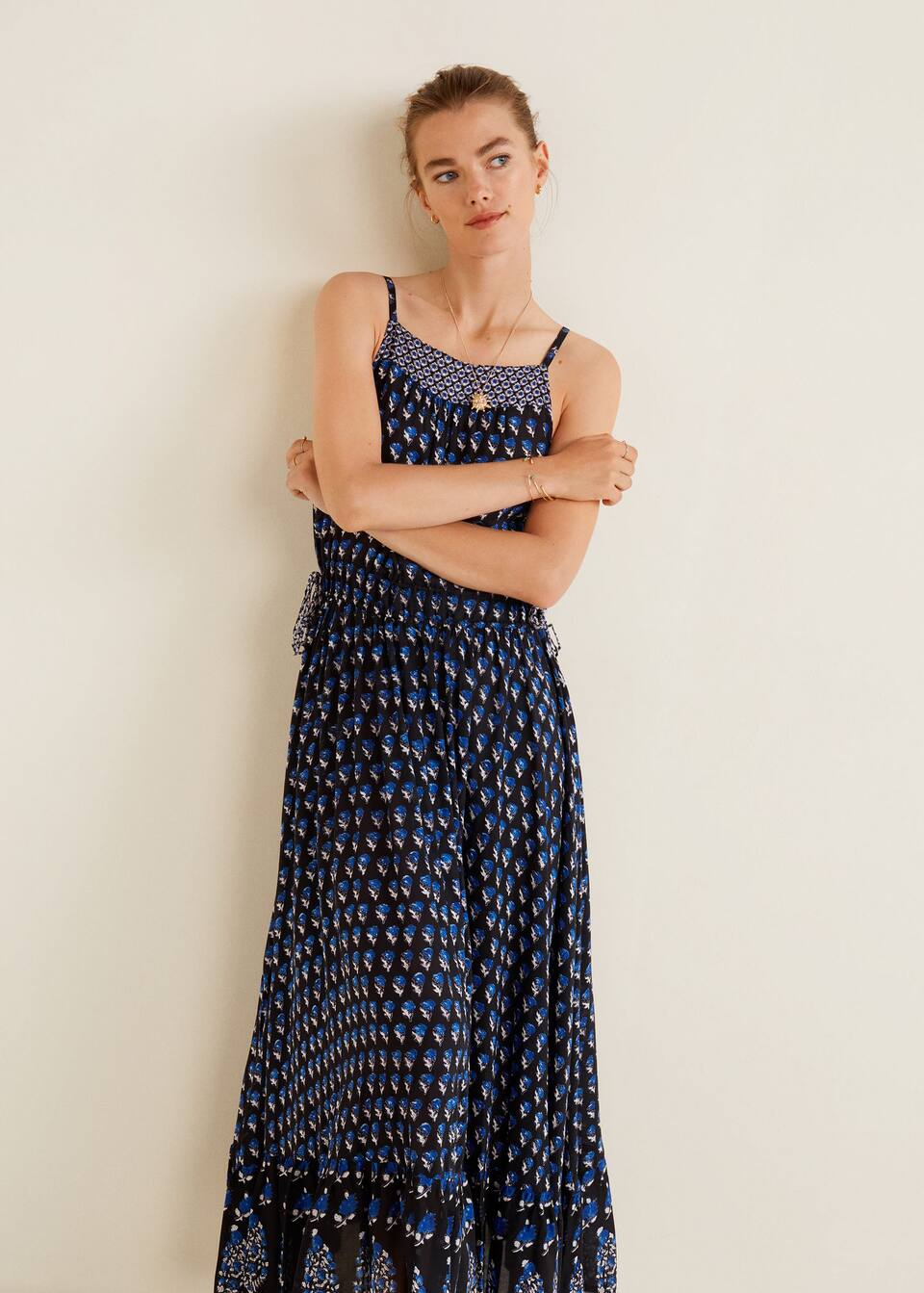 프린티드 보우 드레스