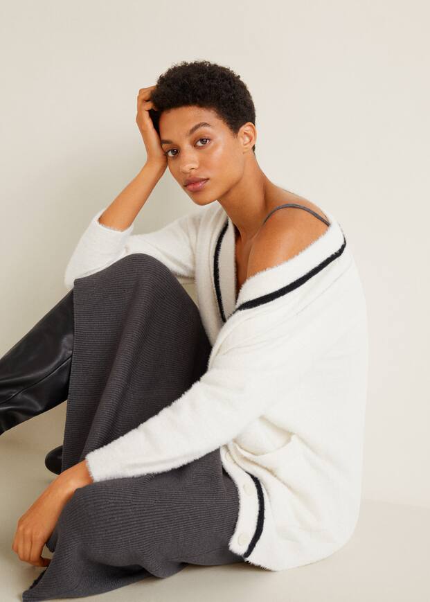 콘트라스트 트림 가디건